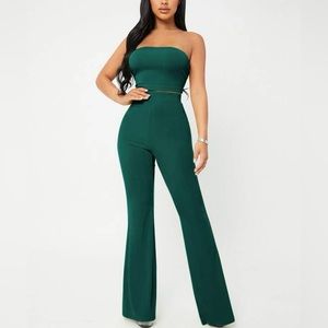 Crop Tube Top & Flare Leg Pants Set